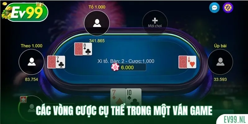 Các vòng cược cụ thể trong một ván game Các vòng cược cụ thể trong một ván game