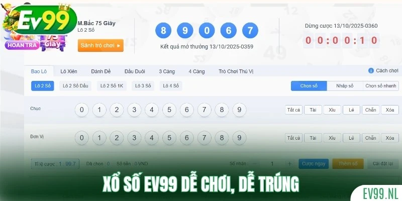 Xổ số EV99 dễ chơi, dễ trúng